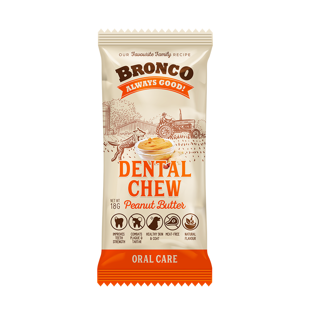 Bronco Dog Dental Chew Peanut Butter 18g