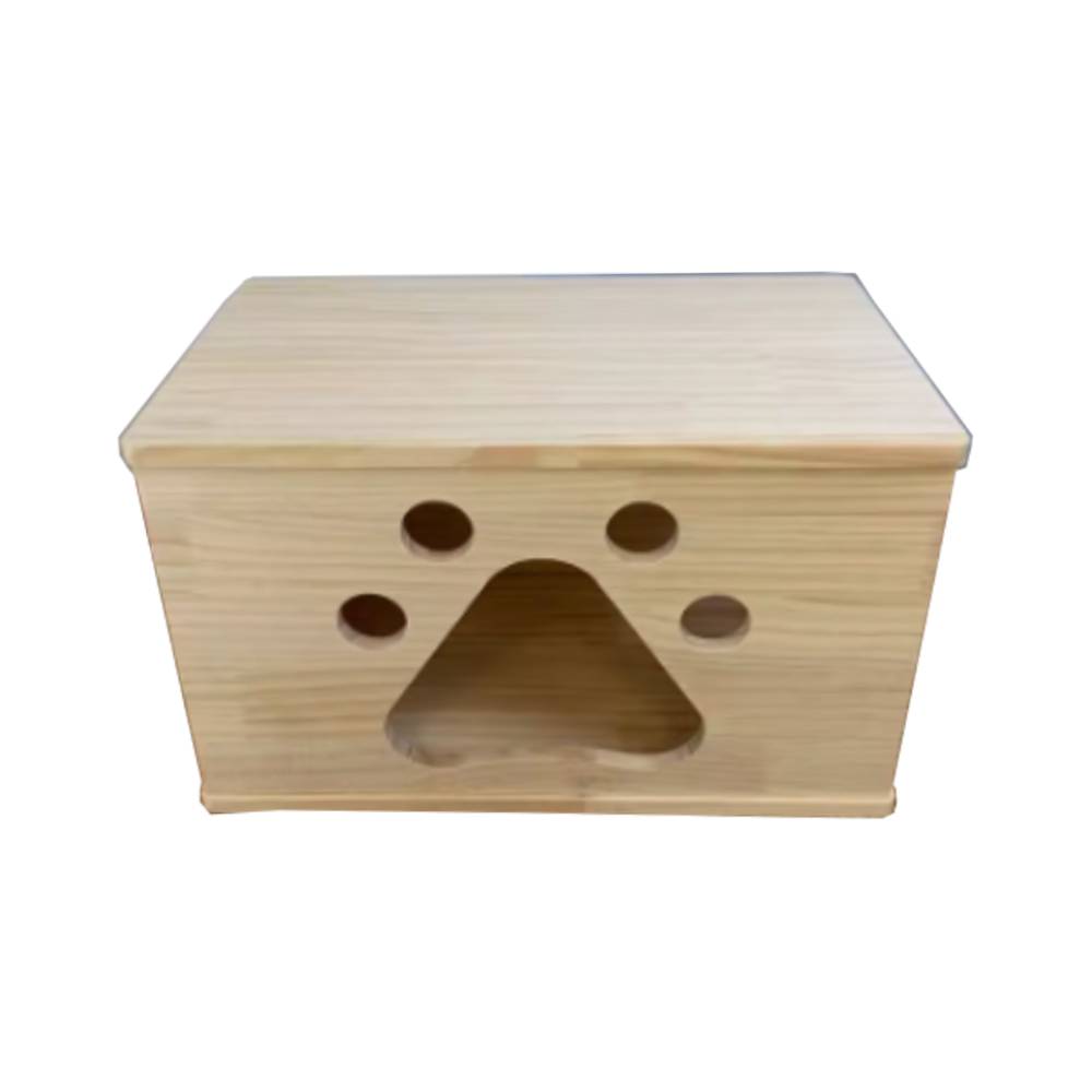 Solid Wood Pet House - Paw Print M (L50cm x B30cm x H30cm)