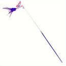 Cat Teaser Transparent Stick with Purple Feather Butterfly & Bell 18cm (YHCT005)
