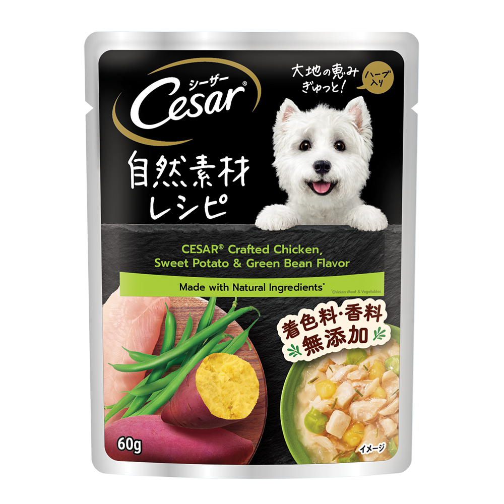 Cesar Crafted Chicken, Sweet Potato & Green Bean 60g