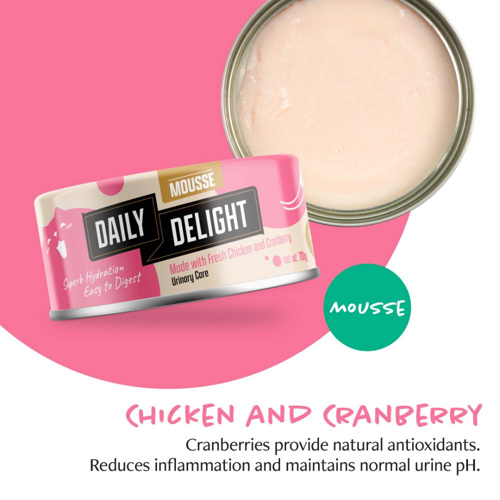 Daily Delight Mousse with Chicken & Cranberry Canned Cat Food 70g (DD621)