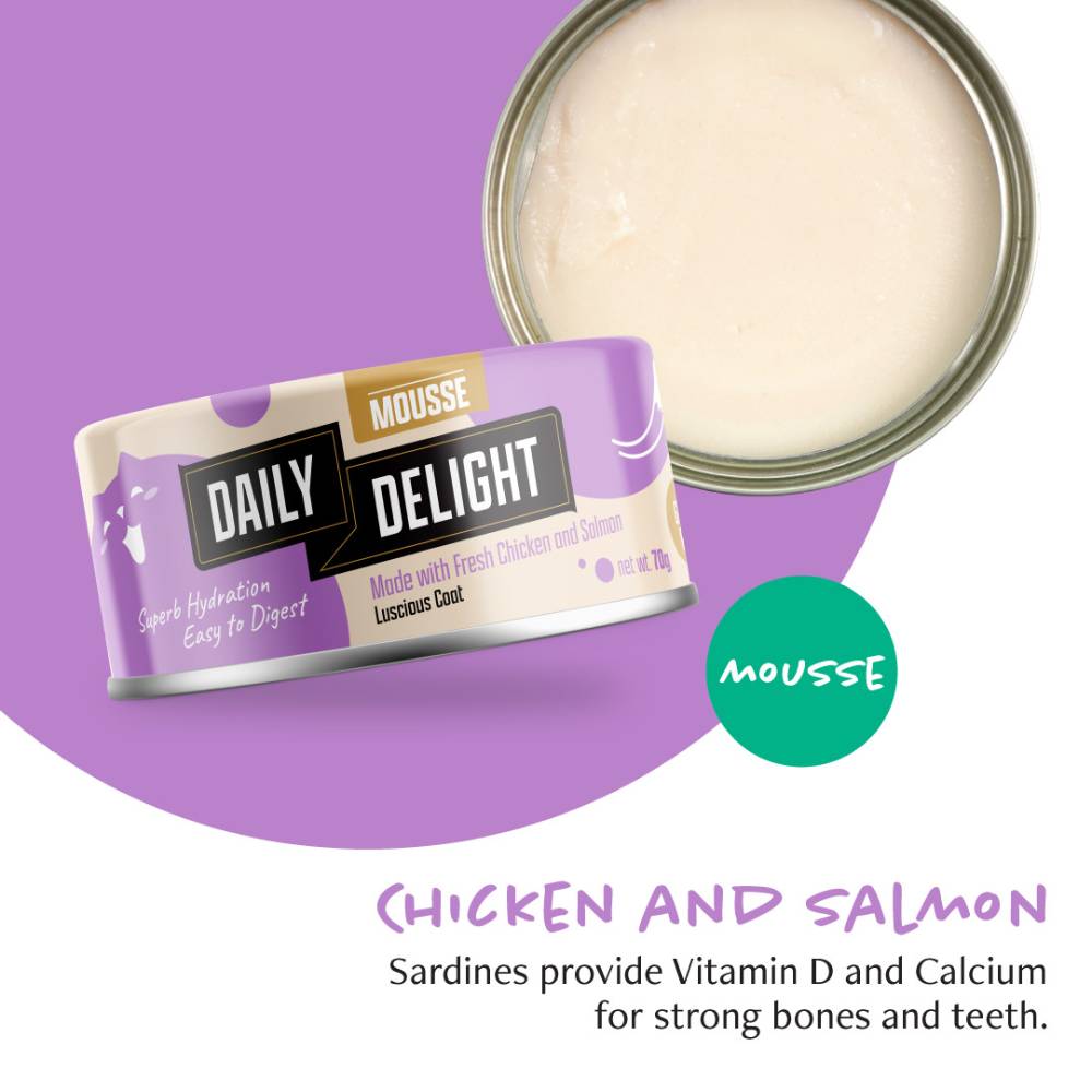 Daily Delight Mousse with Chicken & Salmon Canned Cat Food 70g (DD622)
