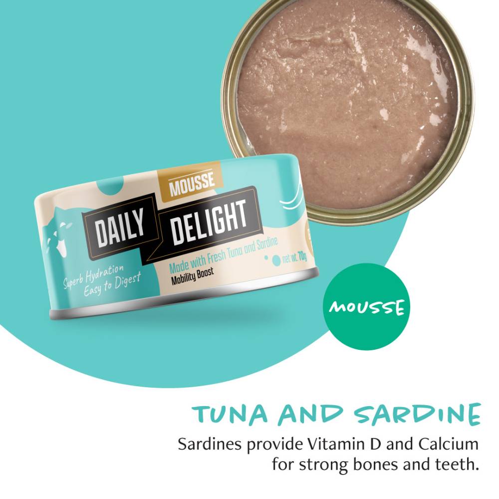 Daily Delight Mousse with Tuna & Sardine Canned Cat Food 70g (DD611)