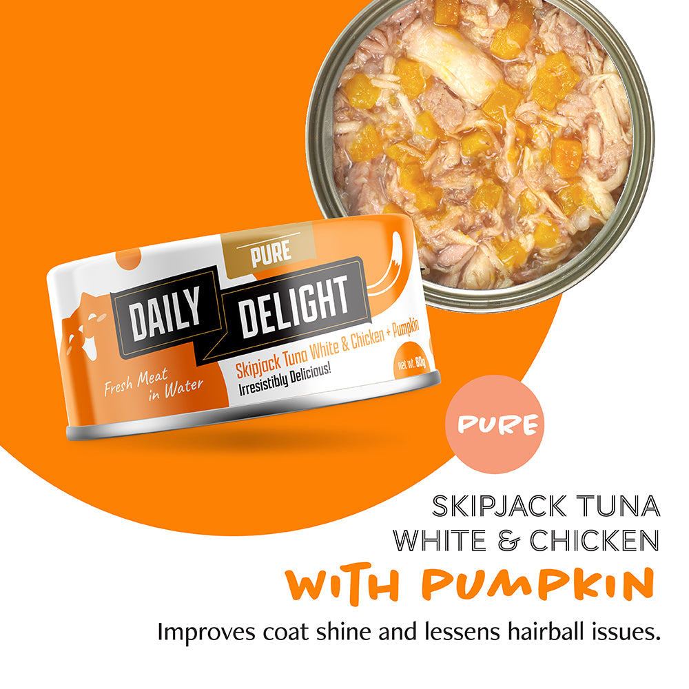 Daily Delight Pure Skipjack Tuna White & Chicken with Pumpkin Canned Cat Food 80g (DD42N)