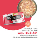 Daily Delight Pure Skipjack Tuna White & Chicken with Shrimp Canned Cat Food 80g (DD45N)