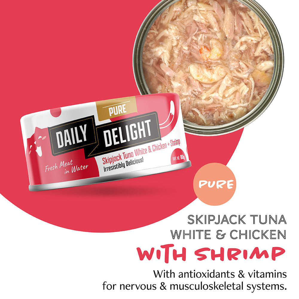 *DONATION TO WILDFLOWER STUDIO* Daily Delight Cat Pure Tuna 80g x 24cans (Assorted)