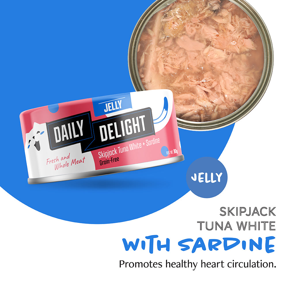 Daily Delight Skipjack Tuna White with Sardine in Jelly Canned Cat Food 80g (DD53)