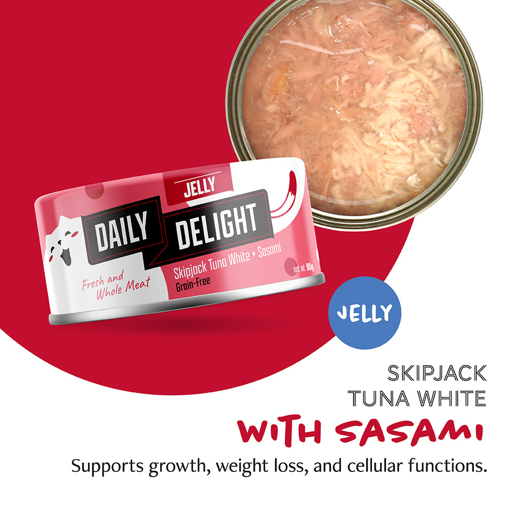 Daily Delight Skipjack Tuna White with Sasami in Jelly Canned Cat Food 80g (DD54N)