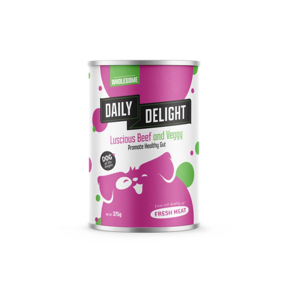 Daily Delight Luscious Beef & Veggy Canned Dog Food 375g