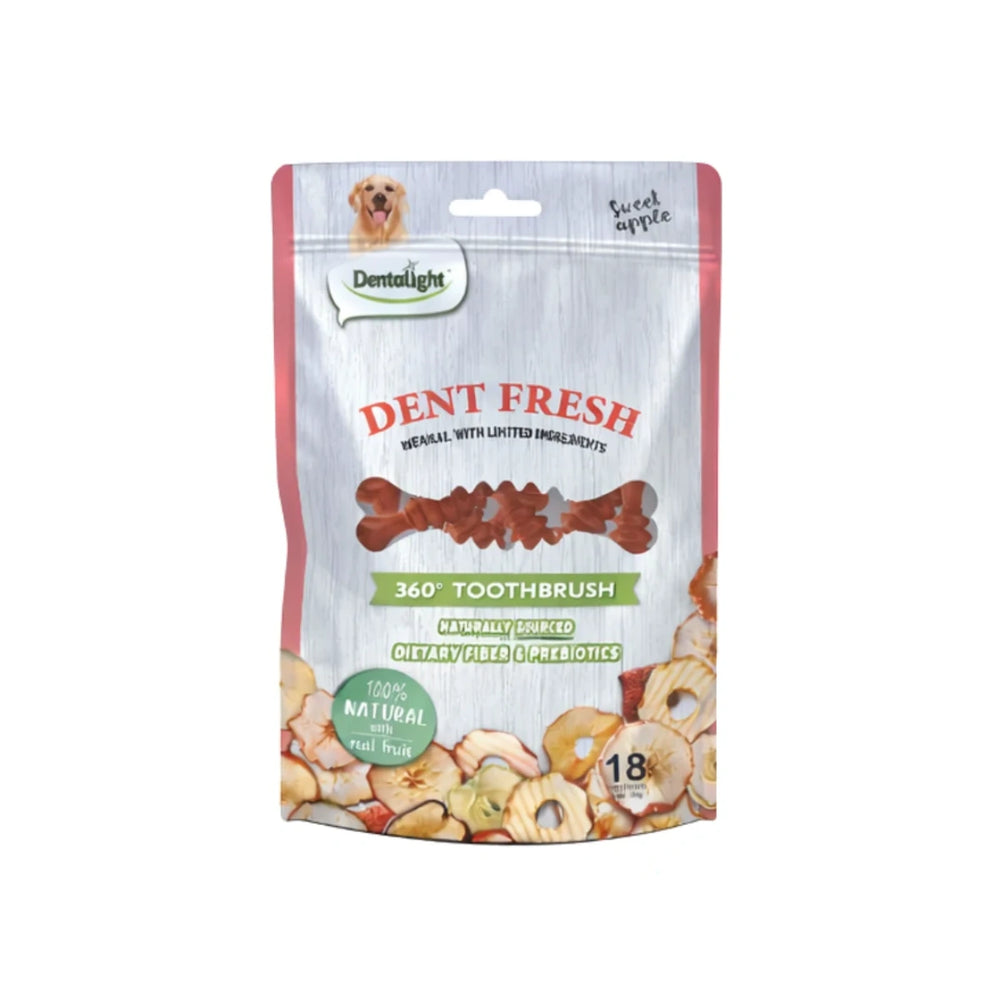 Dentalight Dent Fresh 360 Toothbrush Sweet Apple Dog Dental Treat 18pcs/150g