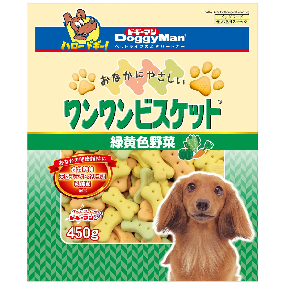 DoggyMan Bowwow Biscuit Green & Yellow Vegetable 450g dog biscuits