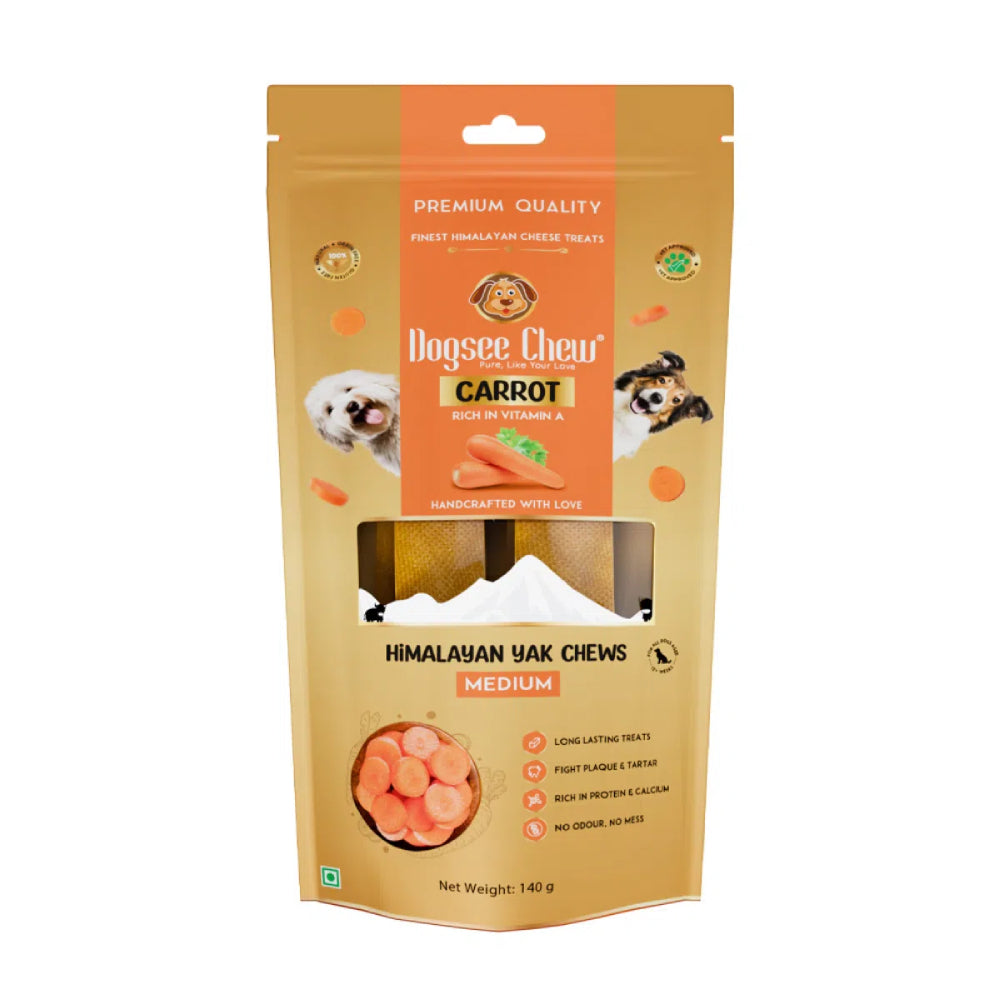 Dogsee Dog Chew Medium Himalayan Yak Chews Bar Carrot 140g