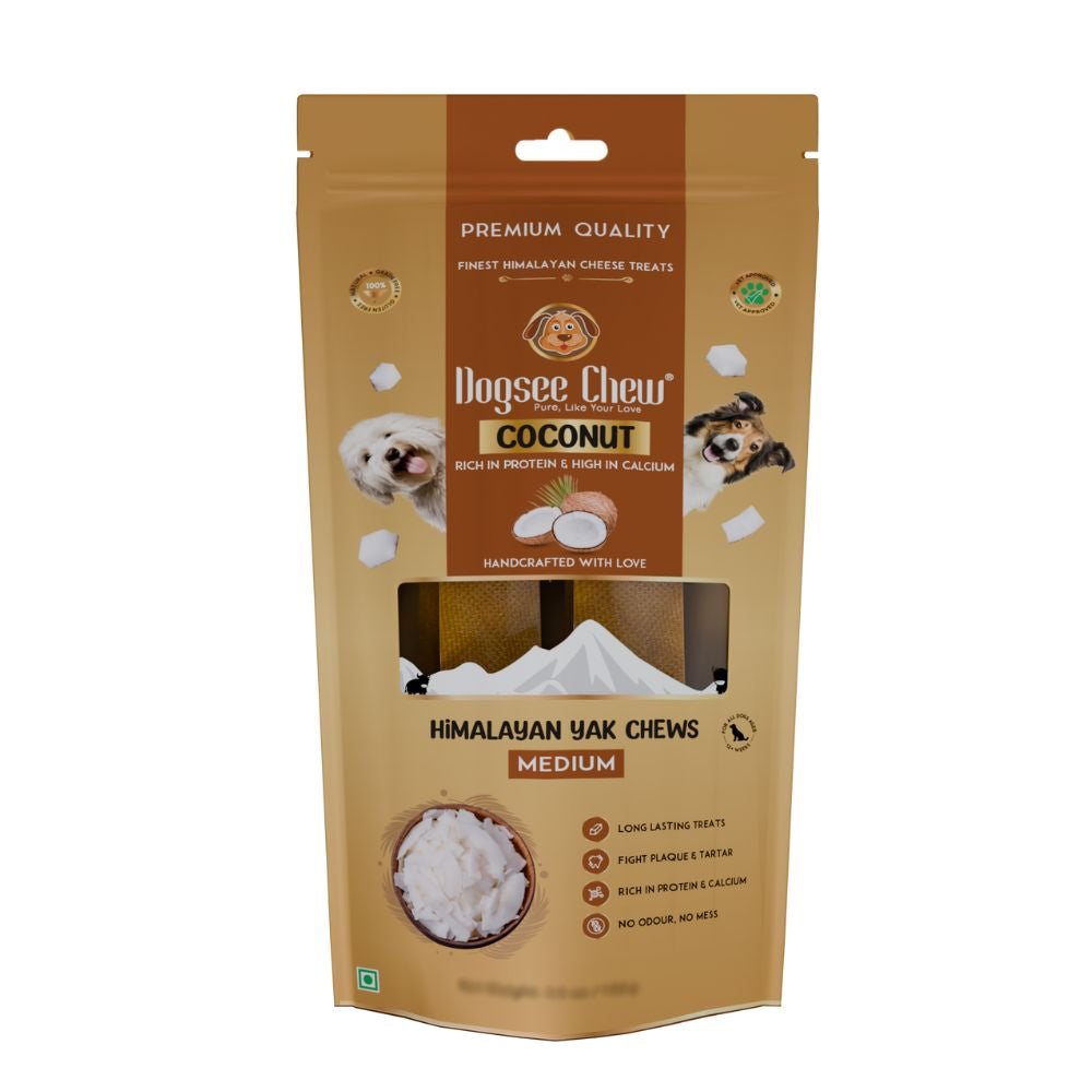 Dogsee Dog Chew Medium Himalayan Yak Chews Bar Coconut 140g