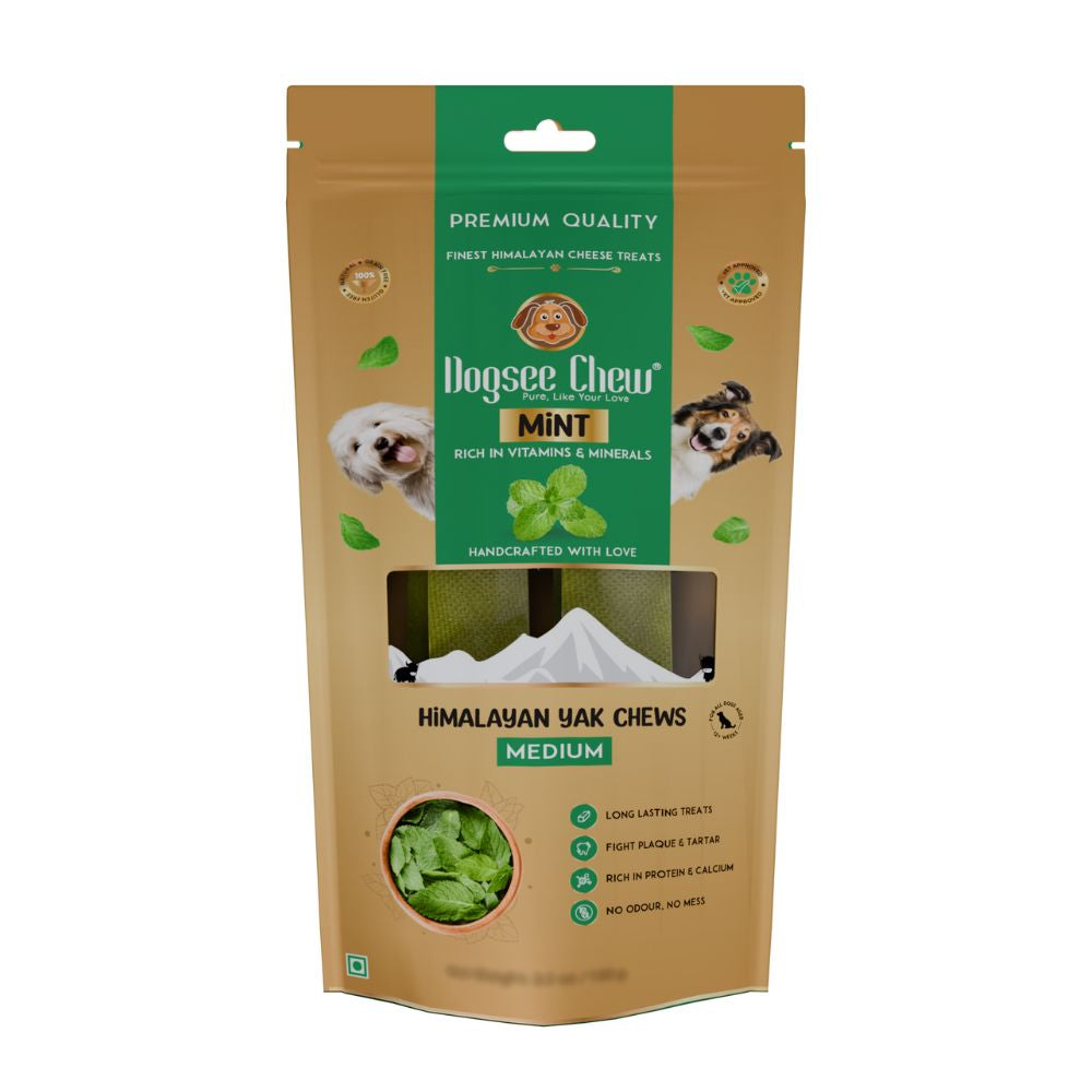 Dogsee Dog Chew Medium Himalayan Yak Chews Bar Mint 140g