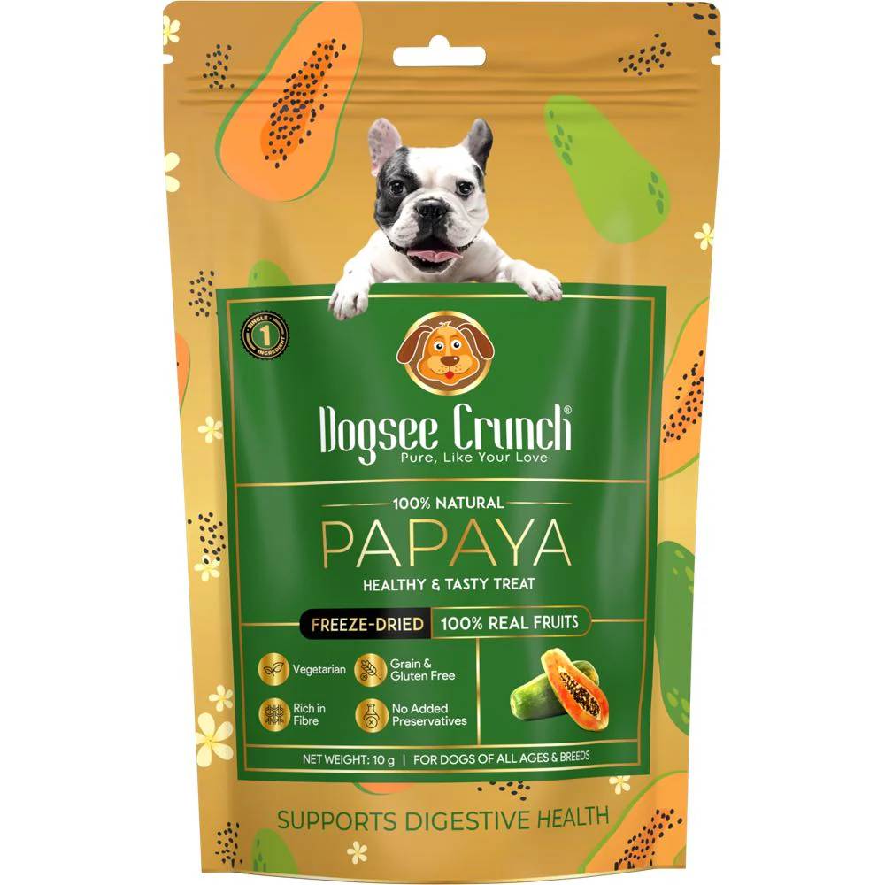 Dogsee Dog Crunch Single-Ingredient Training Treat Freeze-Dried Papaya 10g