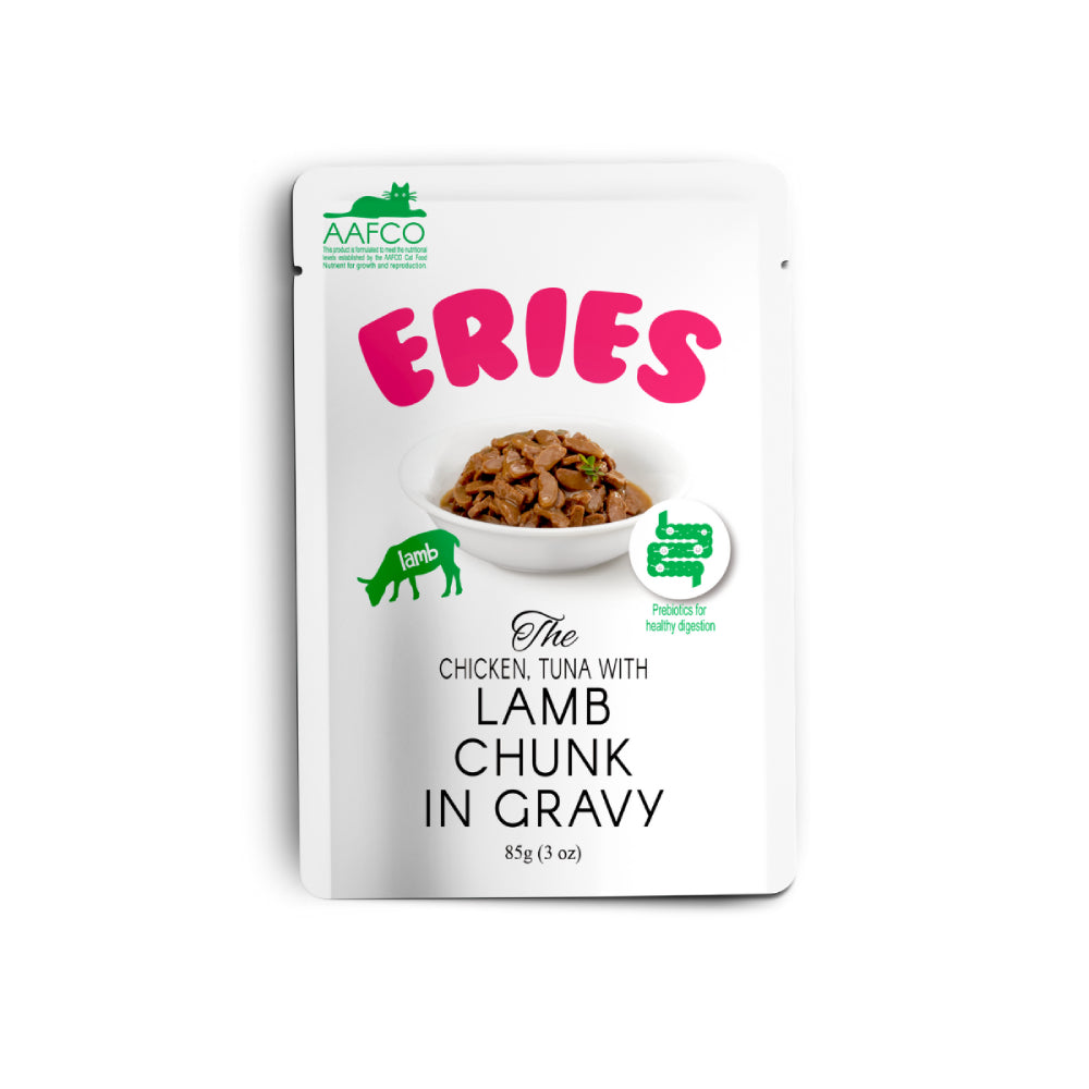 Eries Cat Pouch Chicken, Tuna with Lamb Chunk in Gravy 85g