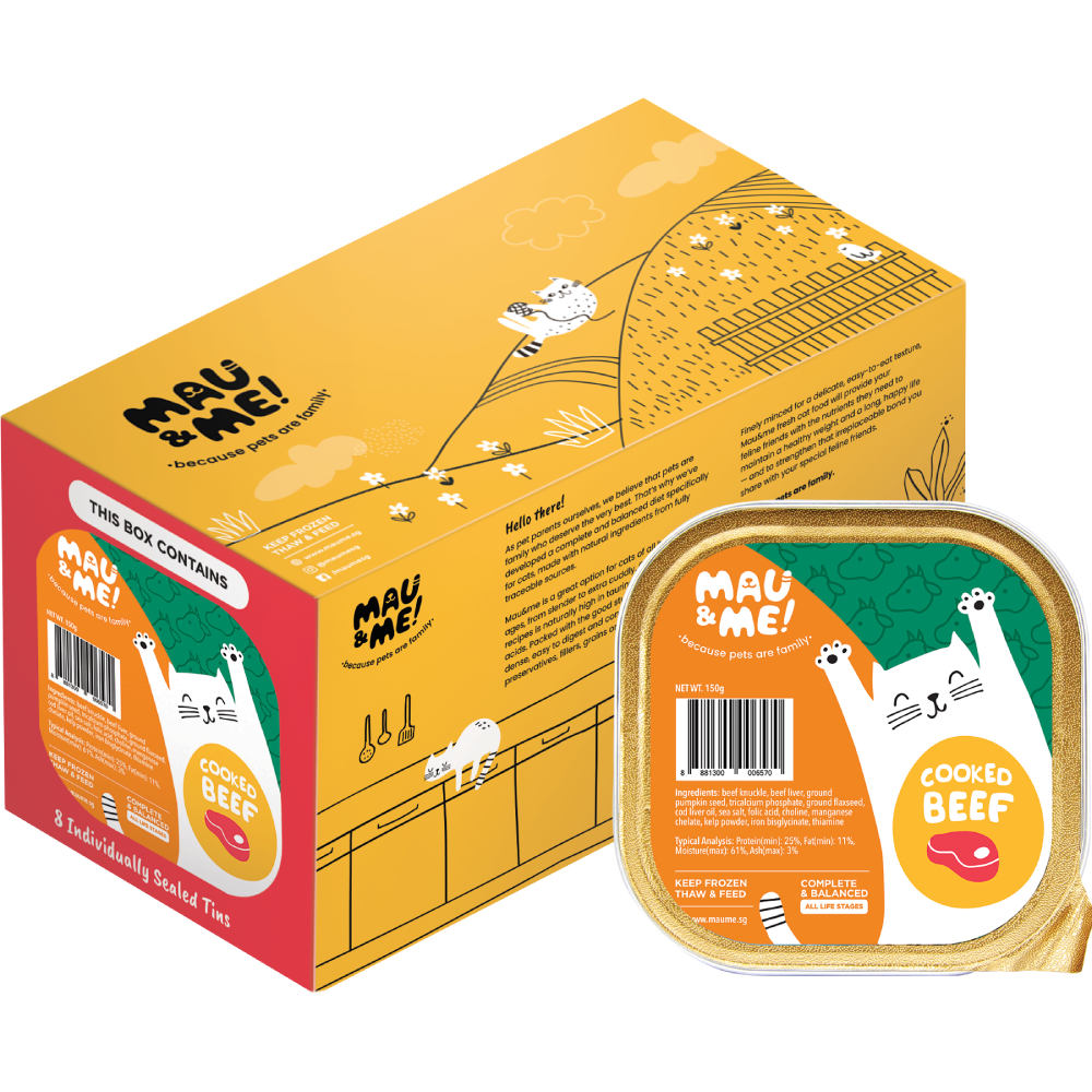 *FROZEN* Mau&Me! Cat Cooked Beef Complete & Balanced 1.2kg (150g x 8)