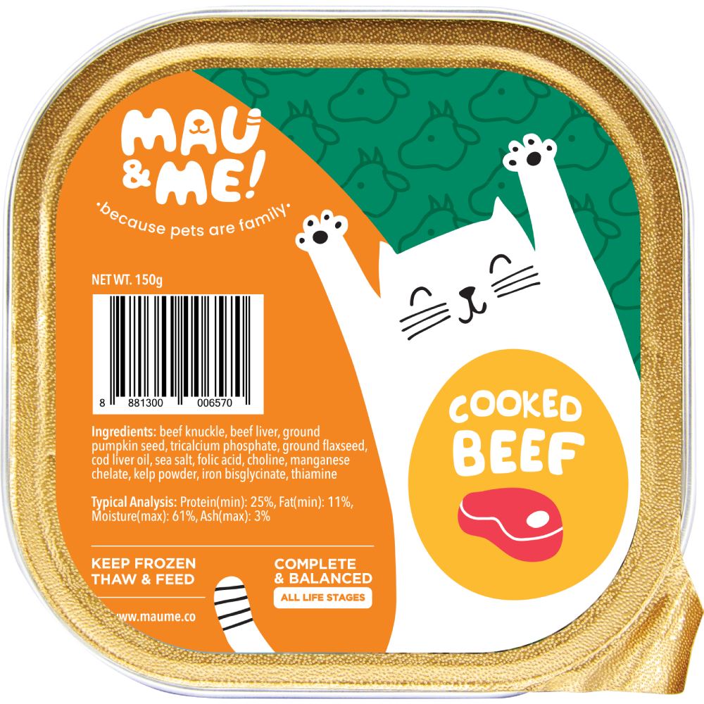 *FROZEN* Mau&Me! Cat Cooked Beef Complete & Balanced 150g