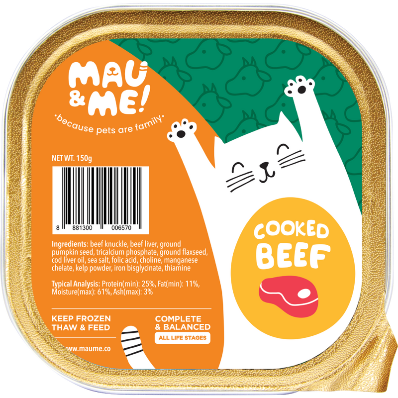 *FROZEN* Mau&Me! Cat Cooked Beef Complete & Balanced 150g