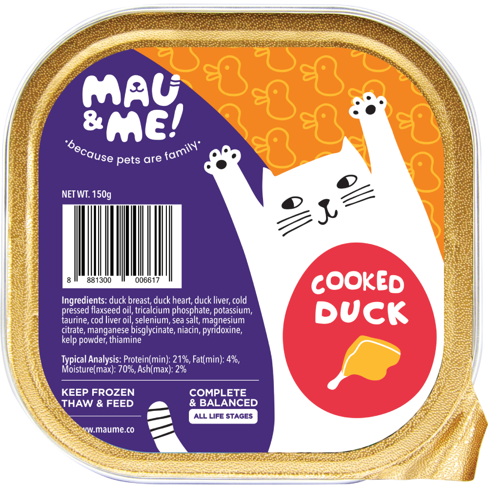 *FROZEN* Mau&Me! Cat Cooked Duck Complete & Balanced 150g