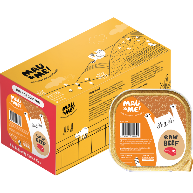 *FROZEN* Mau&Me! Cat Raw Beef Complete & Balanced 1.2kg (150g x 8)