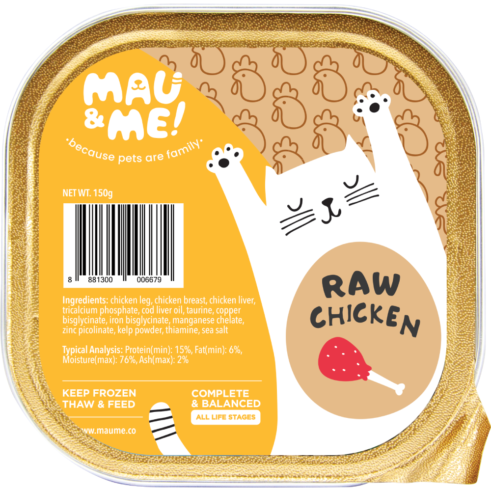 *FROZEN* Mau&Me! Cat Raw Chicken Complete & Balanced 150g