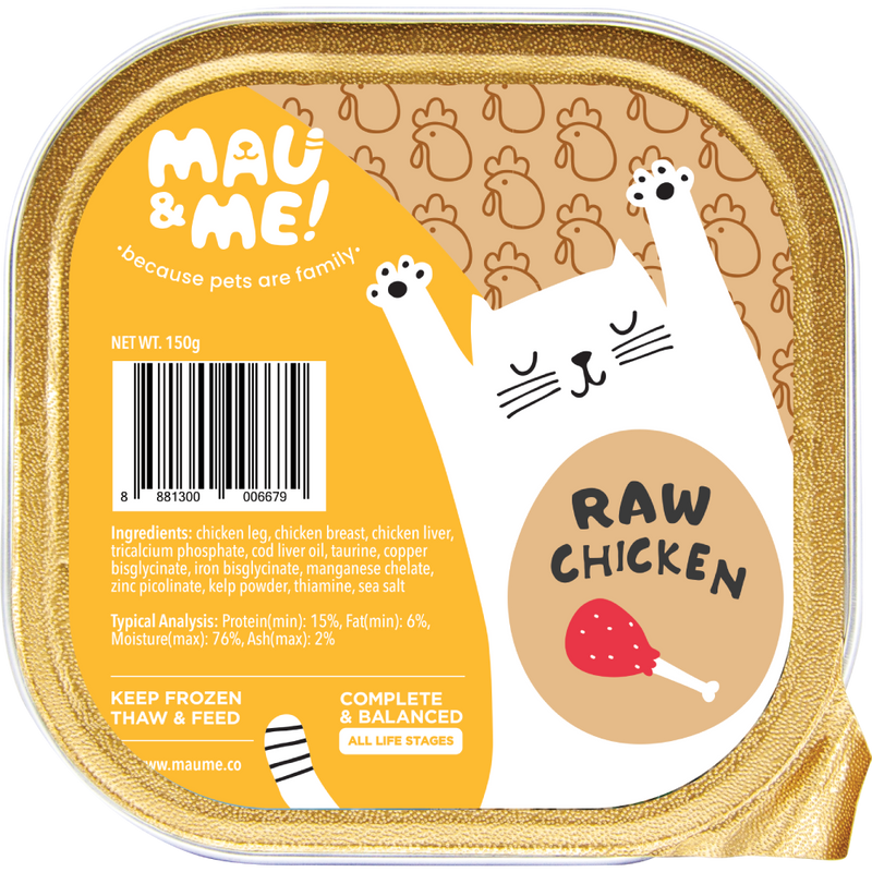 *FROZEN* Mau&Me! Cat Raw Chicken Complete & Balanced 150g