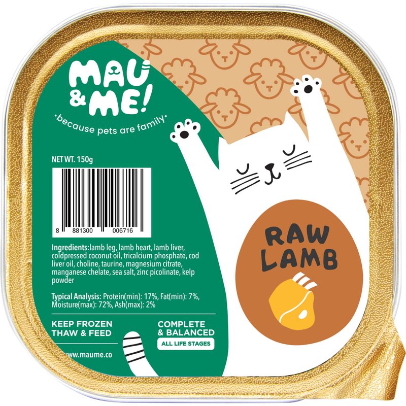 *FROZEN* Mau&Me! Cat Raw Lamb Complete & Balanced 150g