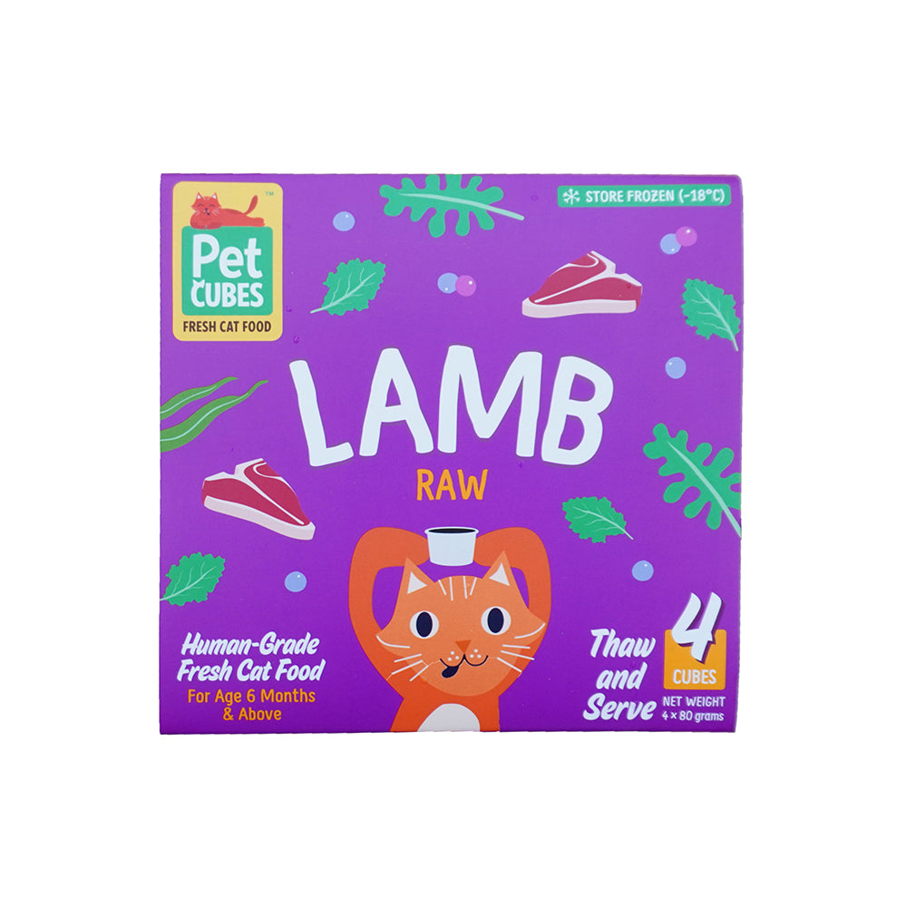 *FROZEN* PetCubes Cat Raw Lamb 1.28kg (4 x 320g)