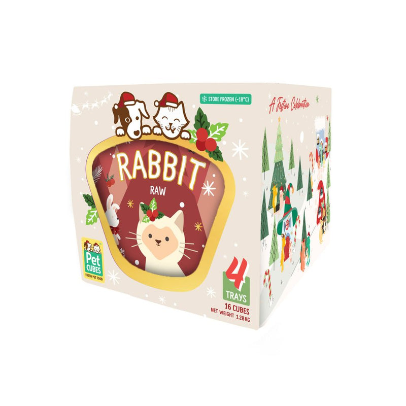 *FROZEN* PetCubes Cat Raw Rabbit Christmas Edition 1.28kg (4 x 320g)