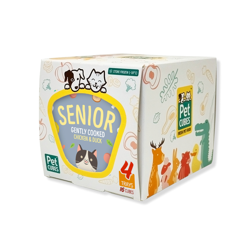 *FROZEN* PetCubes Cat Senior Gently Cooked Chicken & Duck 1.28kg (4 x 320g)