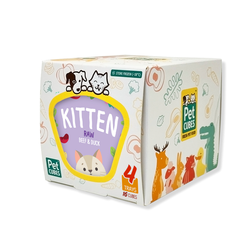 *FROZEN* PetCubes Kitten Raw Beef & Duck 1.28kg (4 x 320g)