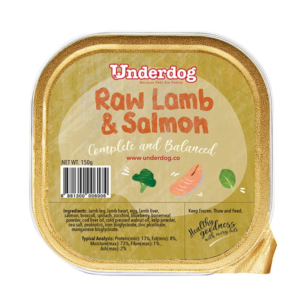 *FROZEN* Underdog Dog Raw Lamb & Salmon Complete and Balanced 150g