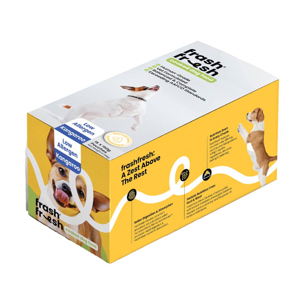 *FROZEN* Frashfresh Cooked Dog Food Low-Allergen Kangaroo 2.25kg (15 x 150g)