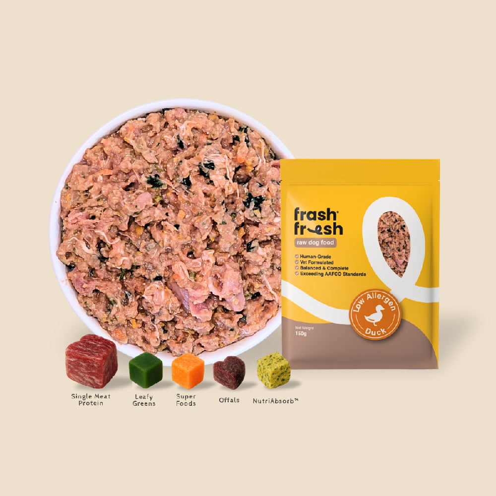 *FROZEN* Frashfresh Raw Dog Food Low-Allergen Duck 2.25kg (15 x 150g)