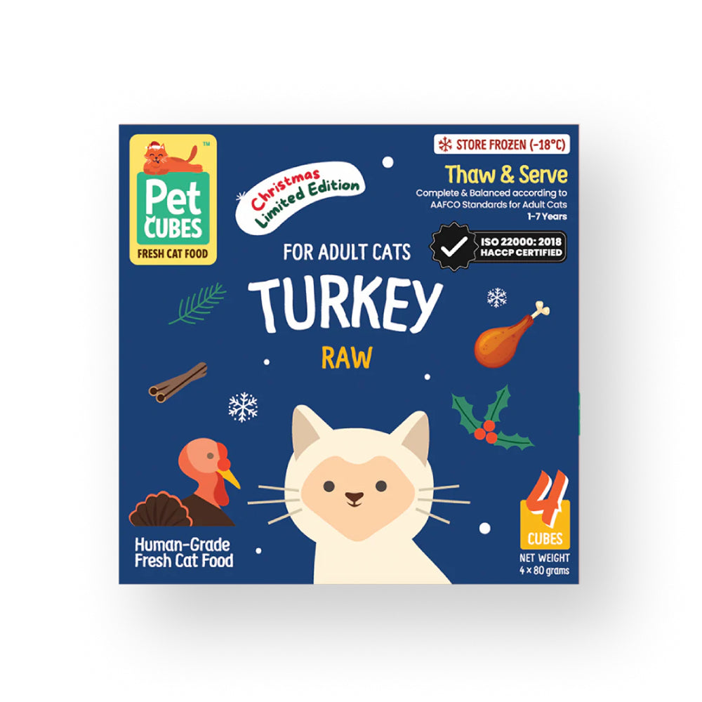 *FROZEN* PetCubes Cat Raw Festive Turkey 320g