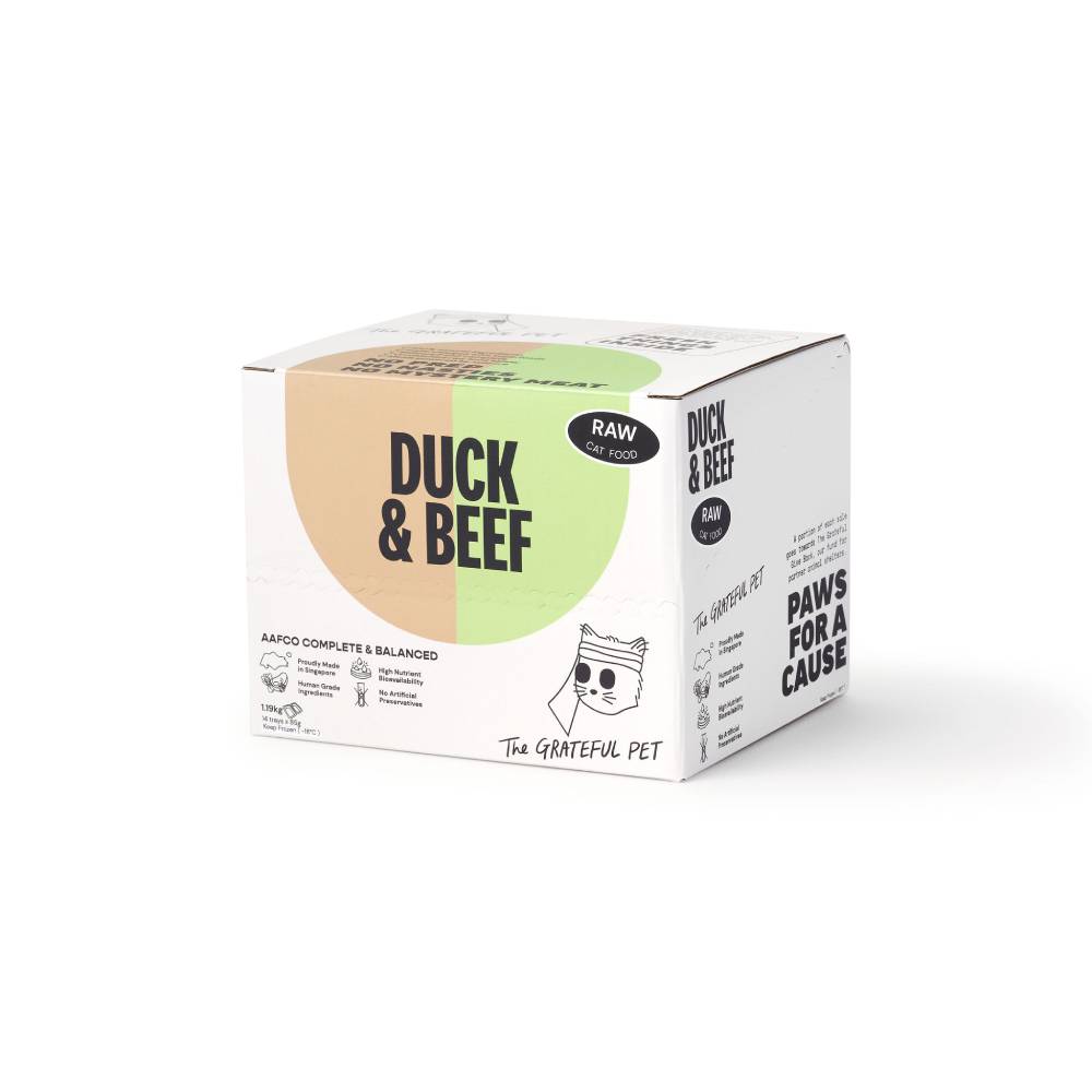 *FROZEN* The Grateful Pet Cat Raw Duck & Beef 1.19kg (85g x 14)