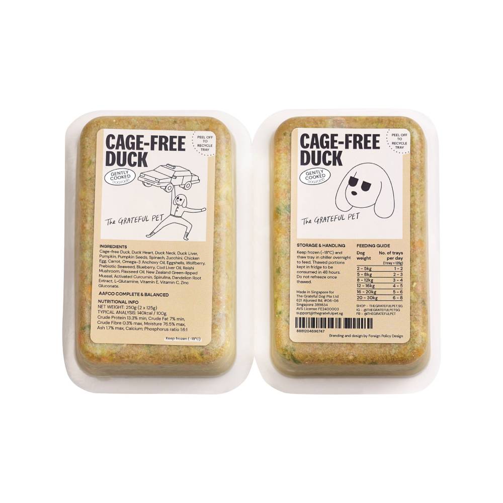*FROZEN* The Grateful Pet Dog Gently Cooked Cage-Free Duck 250g (125g x 2)