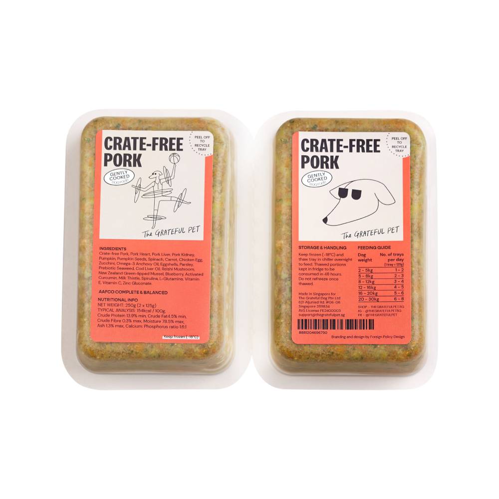 *FROZEN* The Grateful Pet Dog Gently Cooked Crate-Free Pork 250g (125g x 2)