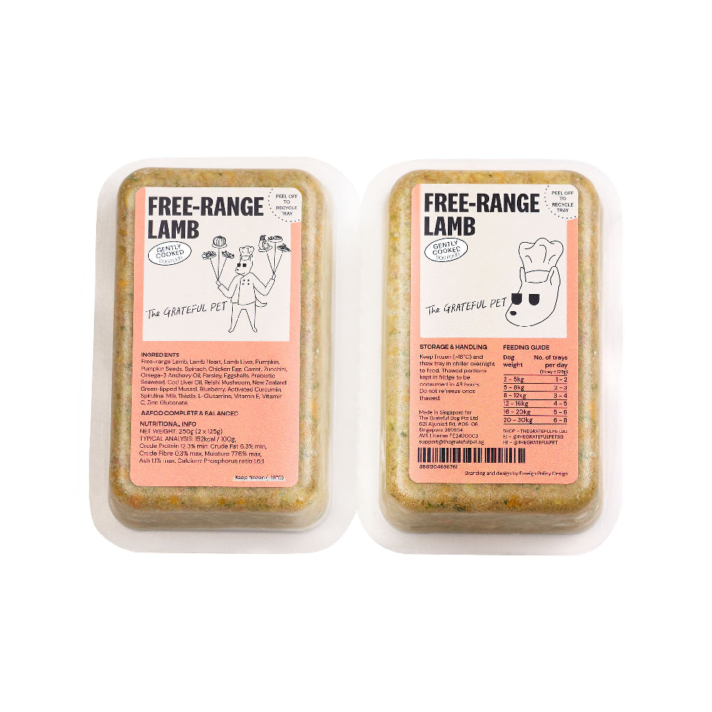 *FROZEN* The Grateful Pet Dog Gently Cooked Free-Range Lamb 250g (125g x 2)