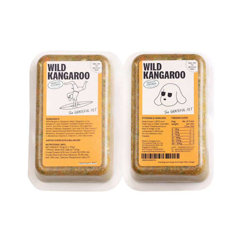 *FROZEN* The Grateful Pet Dog Gently Cooked Wild Kangaroo 250g (125g x 2)