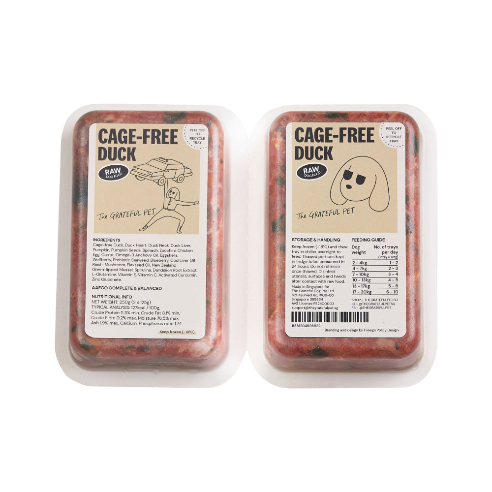 *FROZEN* The Grateful Pet Dog Raw Cage-Free Duck 250g (125g x 2)