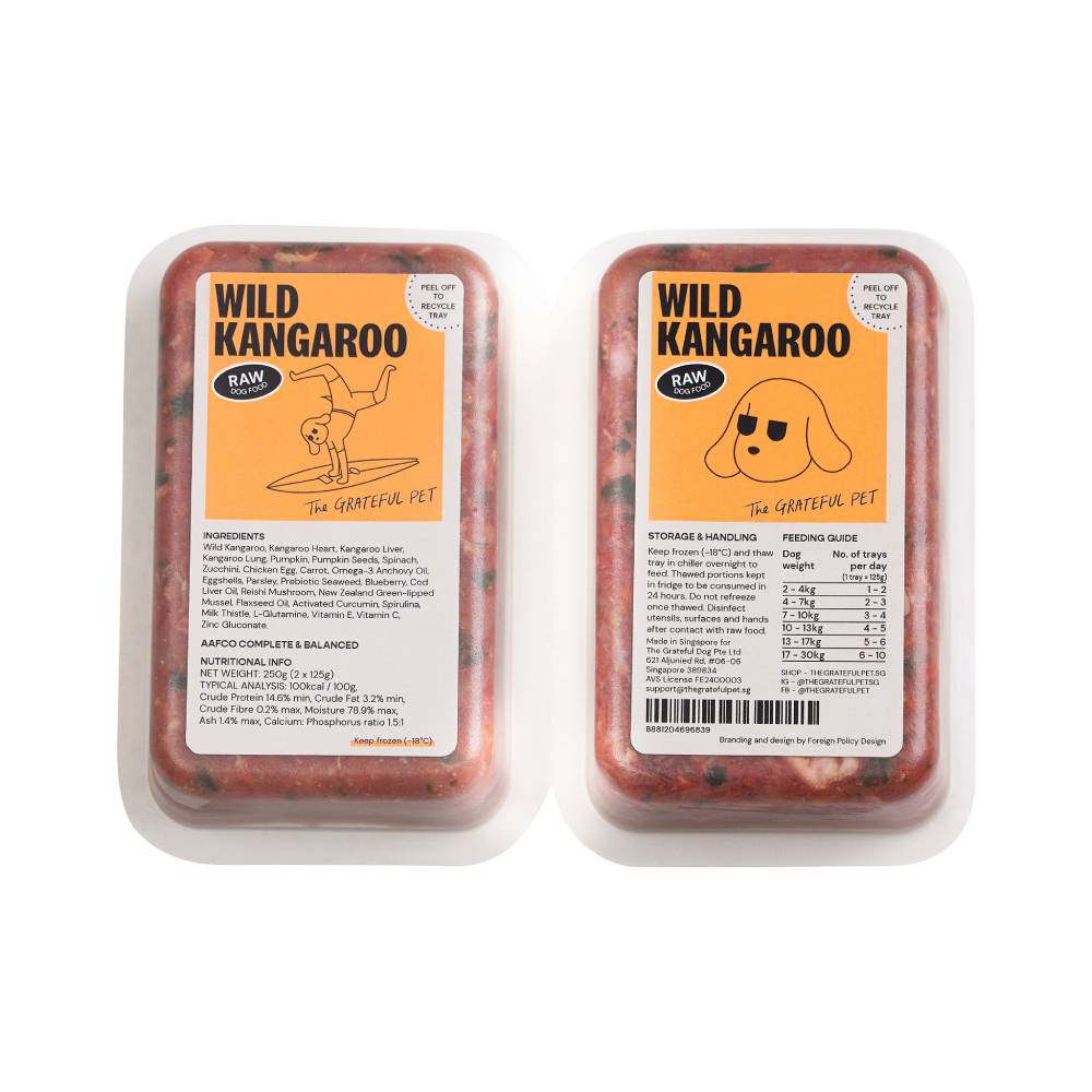 *FROZEN* The Grateful Pet Dog Raw Wild Kangaroo 250g (125g x 2)
