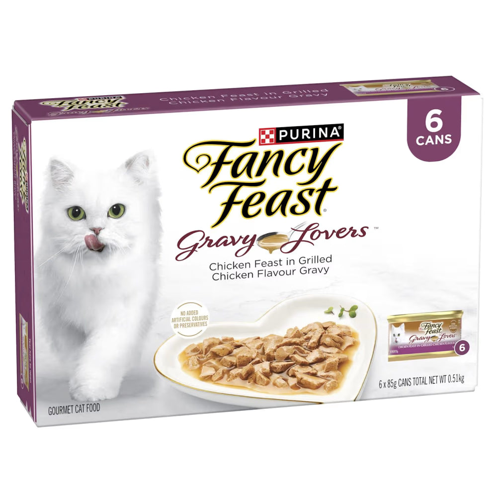 Fancy Feast Gravy Lovers Chicken Feast in Grilled Chicken Gravy Multipack Canned Cat Food 85g x 6