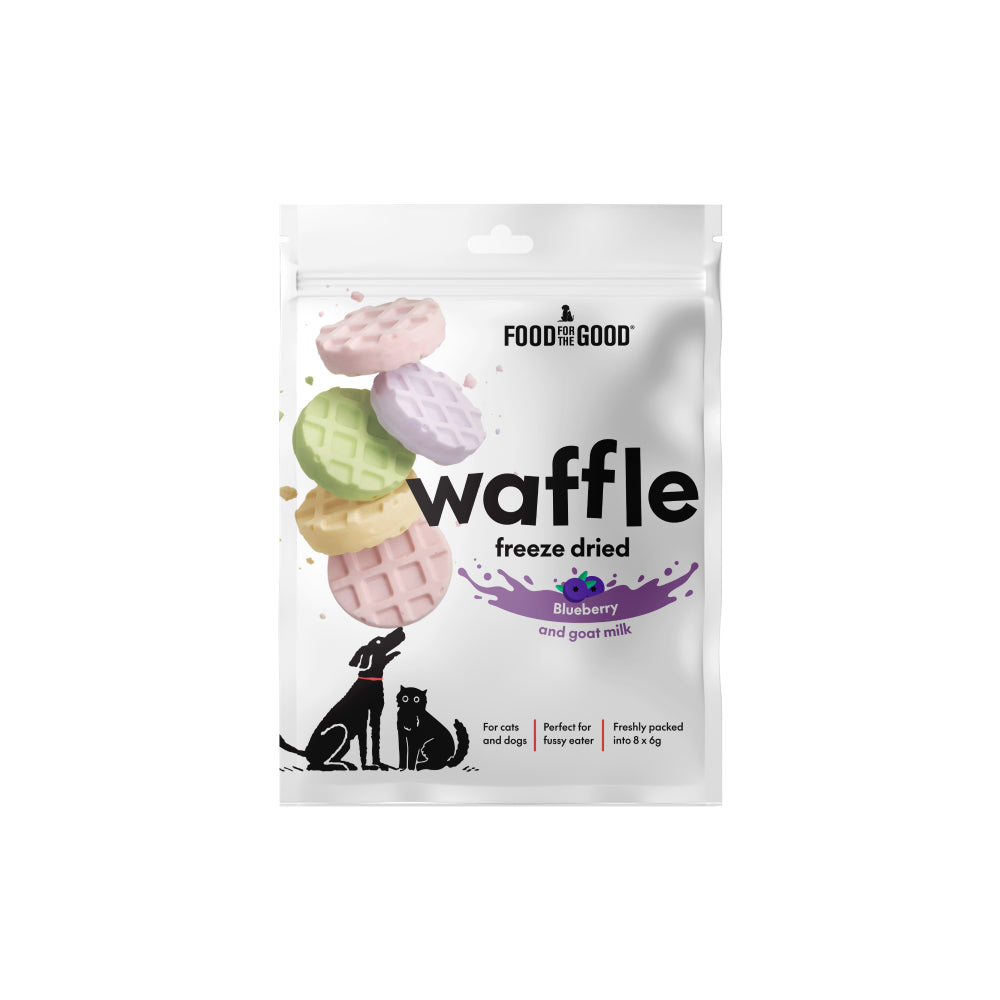 Food For The Good Dog & Cat Treat Freeze Dried Waffle - Blueberry & Goat Milk 48g