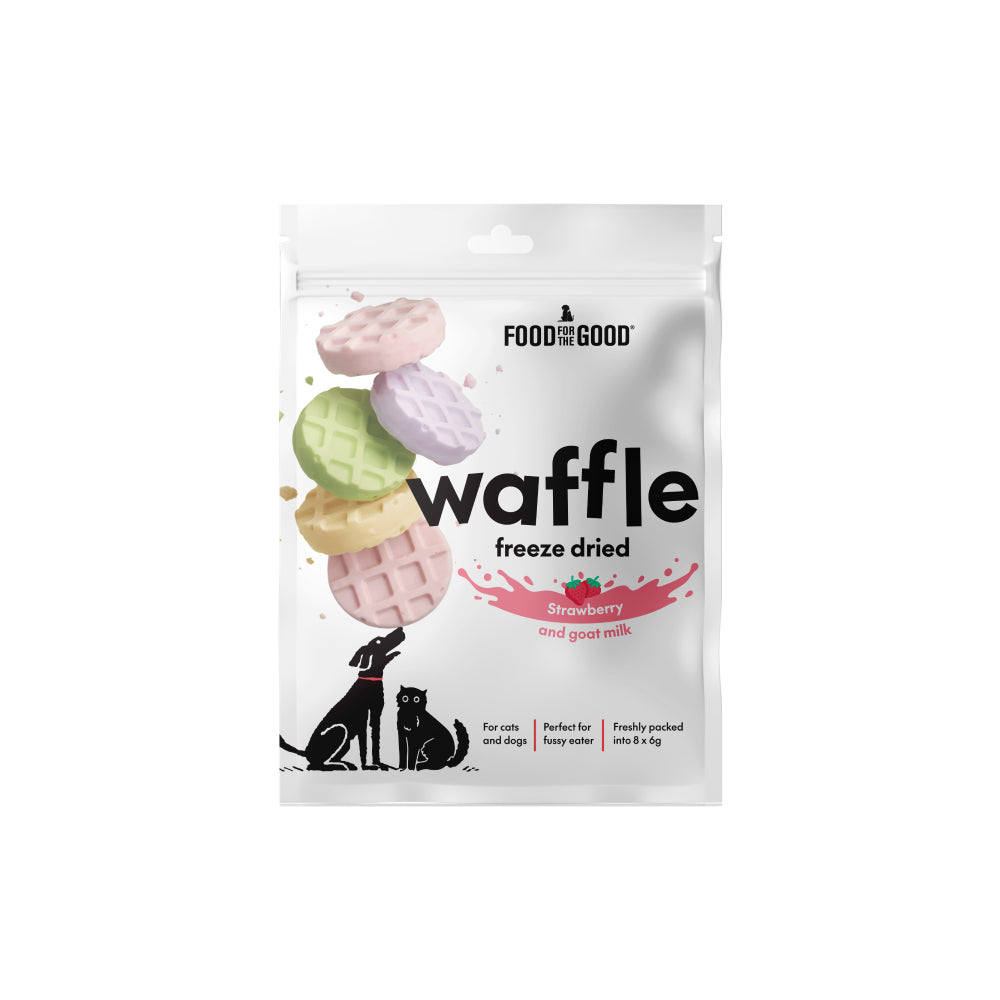 Food For The Good Dog & Cat Treat Freeze Dried Waffle - Strawberry & Goat Milk 48g
