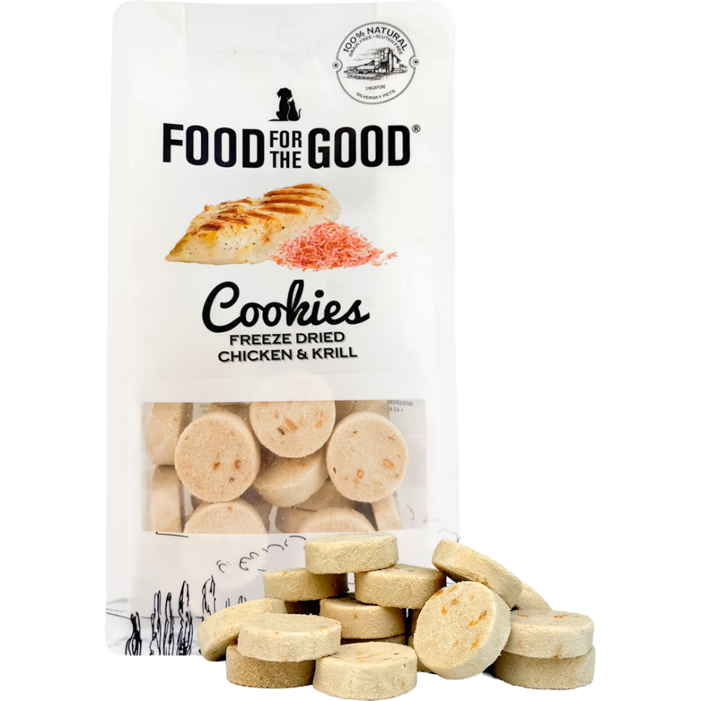 Food For The Good Dog & Cat Treats Freeze Dried Chicken & Krill Cookies 70g