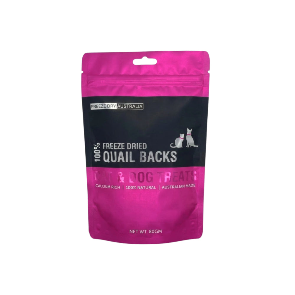 Freeze Dry Australia Cat & Dog 100% Quail Backs 80g