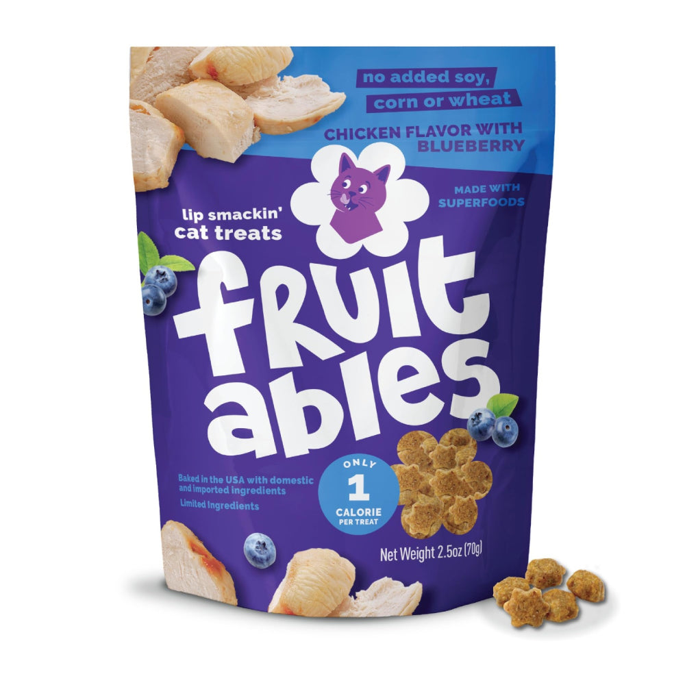 Fruitables Cat Treats Crunchy Tasty Superfoods Chicken with Blueberry 2.5oz