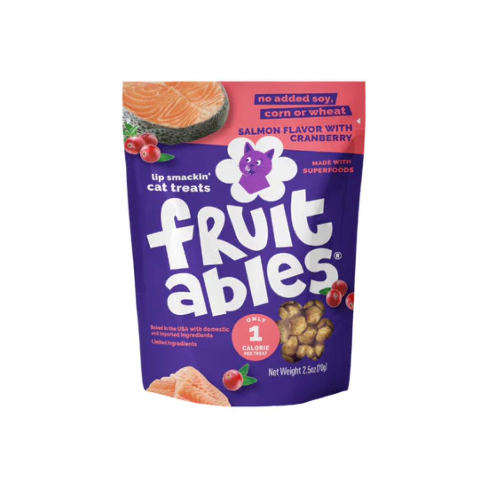 Fruitables Cat Treats Crunchy Tasty Superfoods Salmon with Cranberry 2.5oz